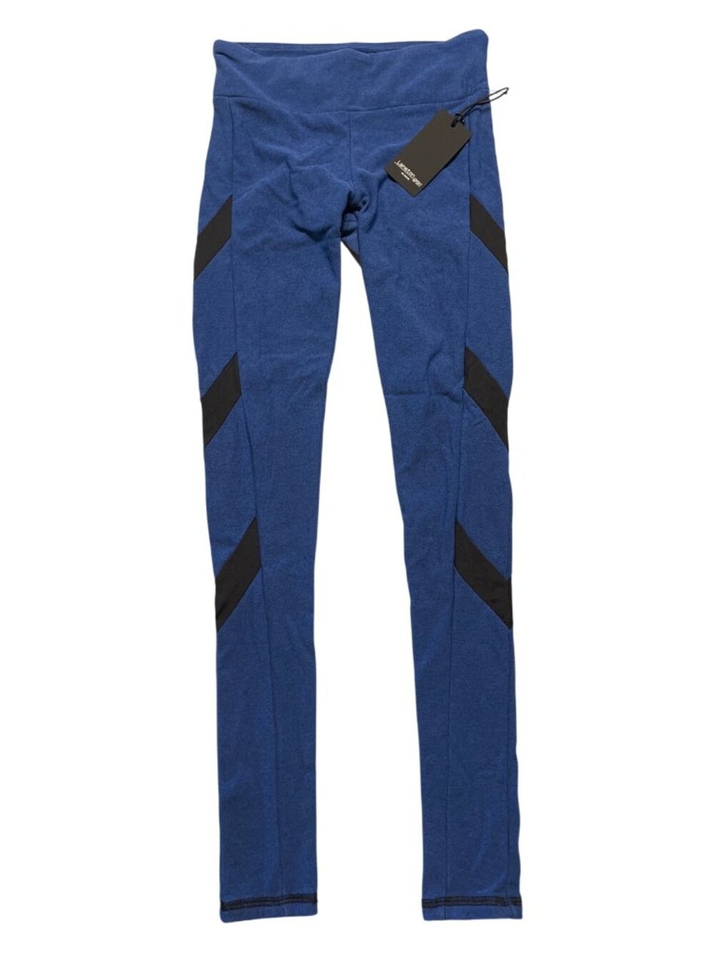 Lanston Sport Streak Leggings Blue W/ Sheer Black Mesh Panels Size XS NWT